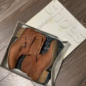 Topshop Brown Leather Ankle Boots – Brand New w/ Original Box | US 8 / EU 40